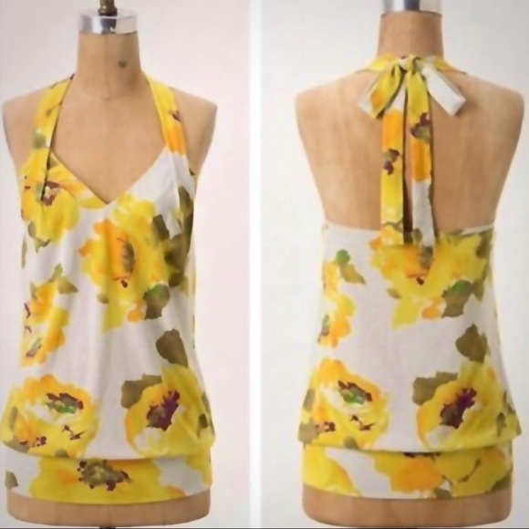Anthropologie Postmark floral shimmer halter top - Picture 6 of 6